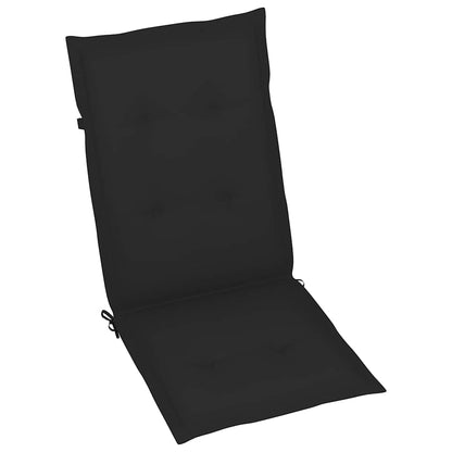 Folding Chairs 2 pcs with Black Cushions Solid Teak Wood