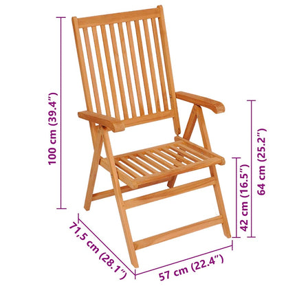 Folding Chairs 2 pcs with Black Cushions Solid Teak Wood