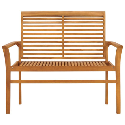 Patio Bench with Black Cushion 44.1" Solid Teak Wood
