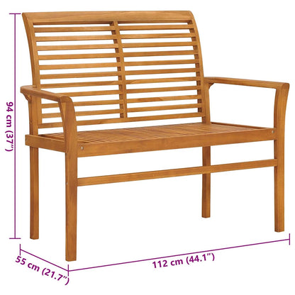 Patio Bench with Black Cushion 44.1" Solid Teak Wood