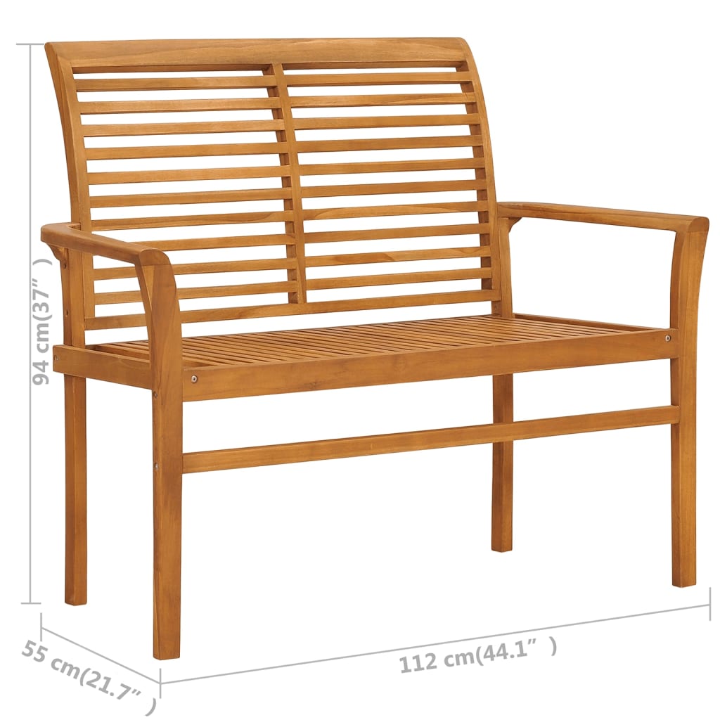 Patio Bench with Beige Cushion 44.1" Solid Teak Wood