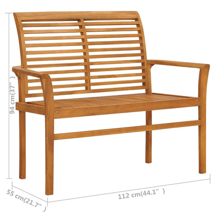 Patio Bench with Beige Cushion 44.1" Solid Teak Wood