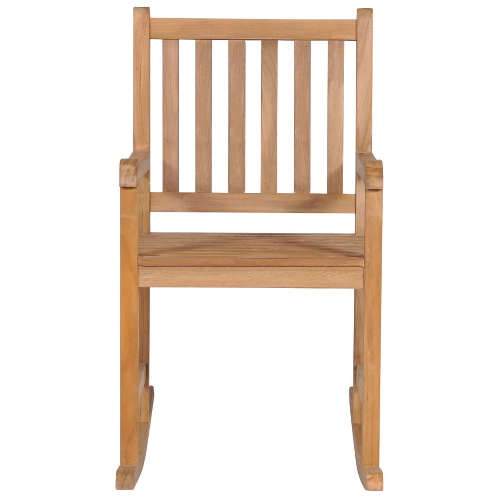 Rocking Chair with Gray Cushion Solid Teak Wood