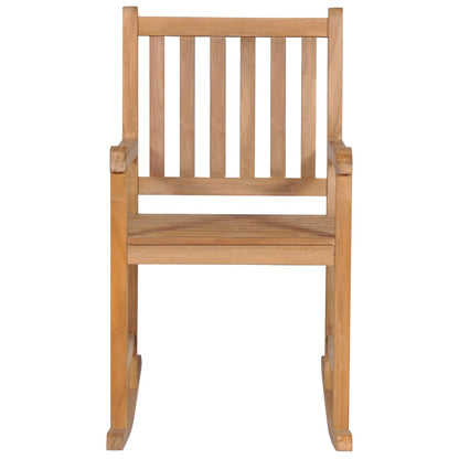 Rocking Chair with Gray Cushion Solid Teak Wood