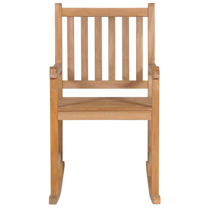 Rocking Chair with Gray Cushion Solid Teak Wood