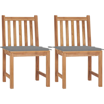 Patio Chairs 2 pcs with Cushions Solid Teak Wood
