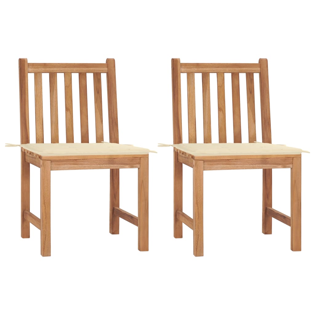 Patio Chairs 2 pcs with Cushions Solid Teak Wood