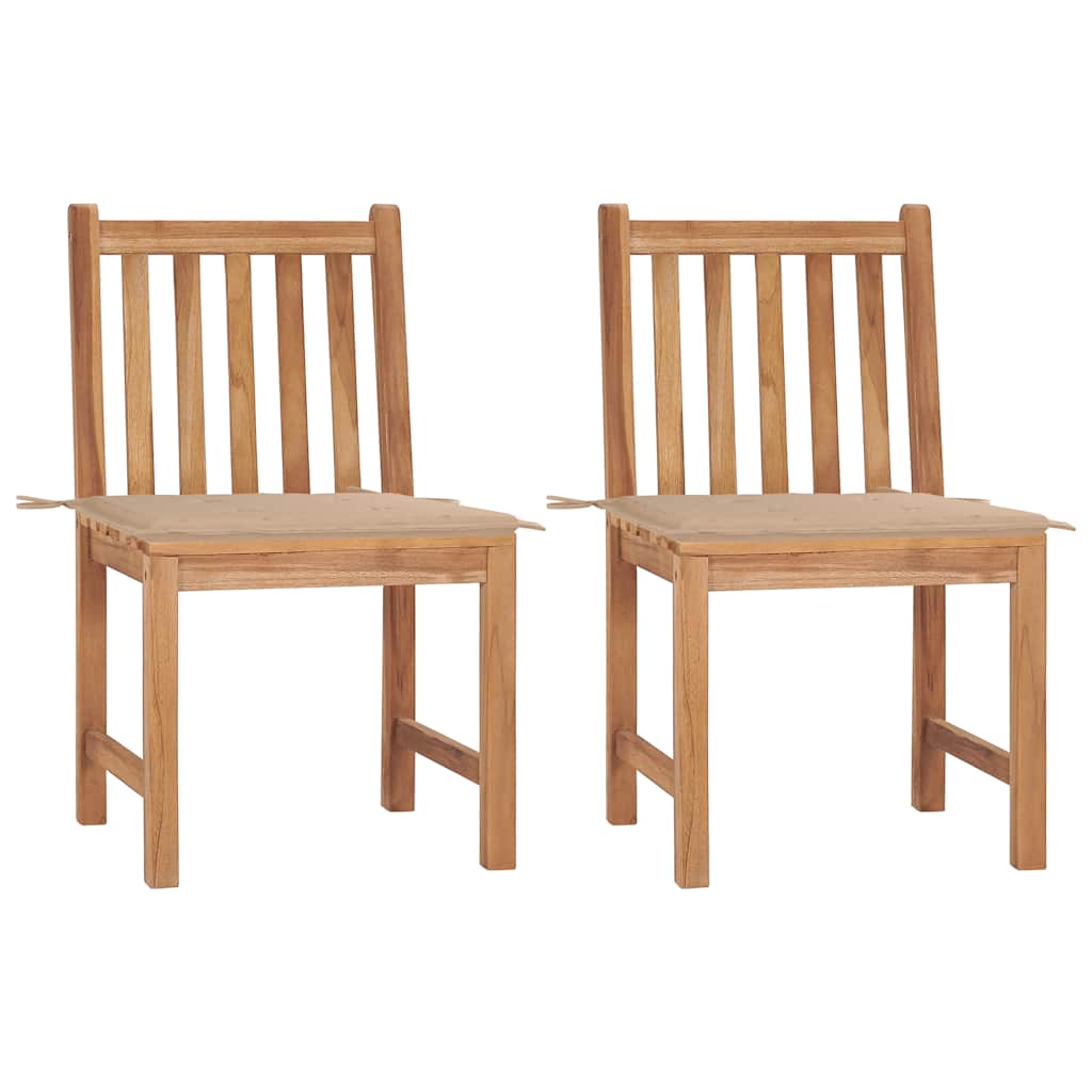 Patio Chairs 2 pcs with Cushions Solid Teak Wood