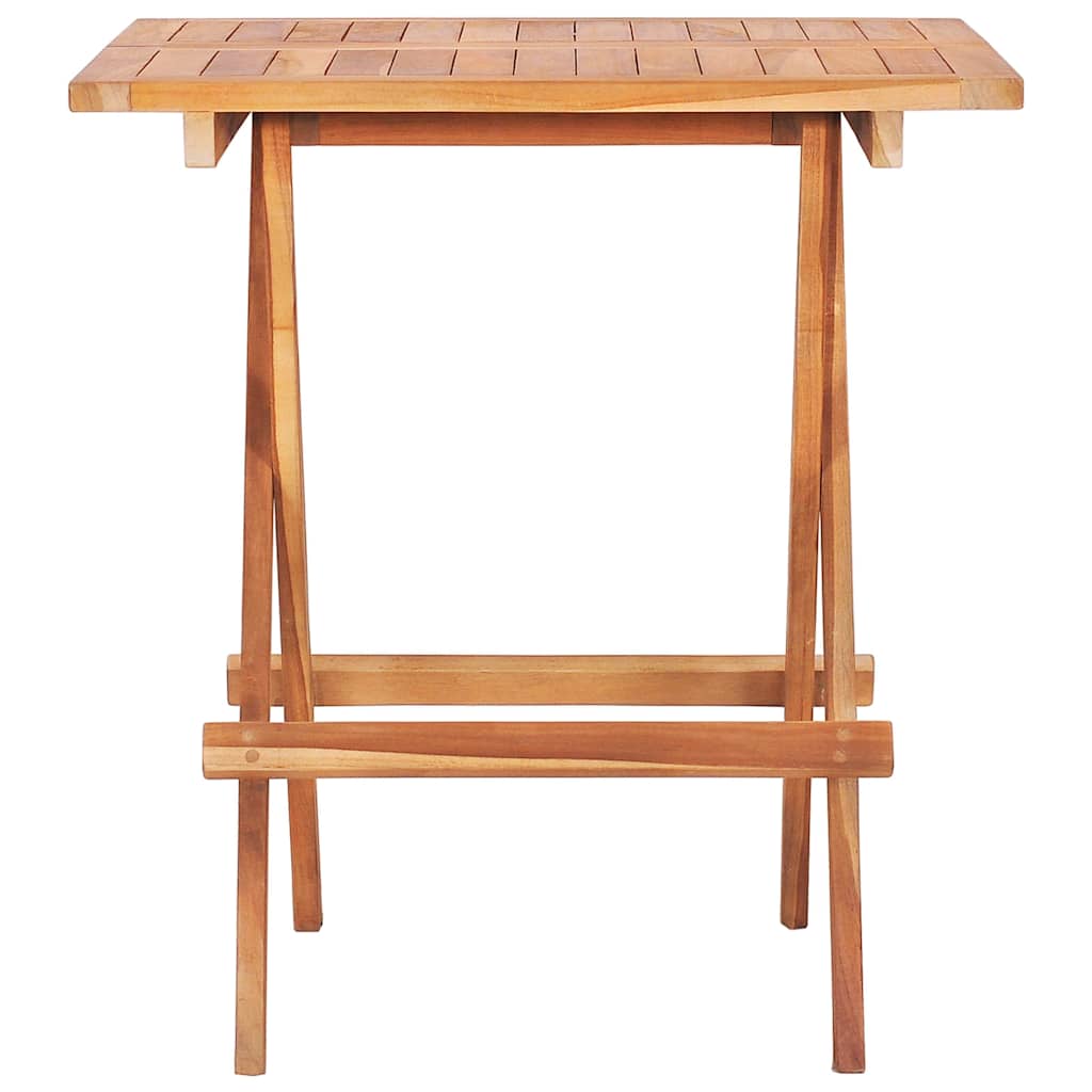 3 Piece Bistro Set with Green Cushions Solid Teak Wood