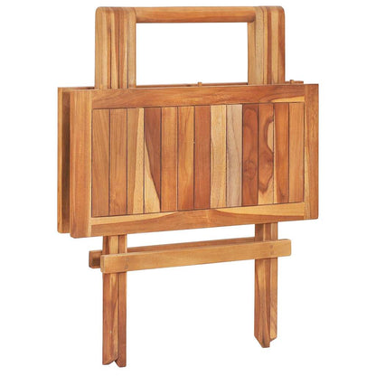 3 Piece Bistro Set with Green Cushions Solid Teak Wood
