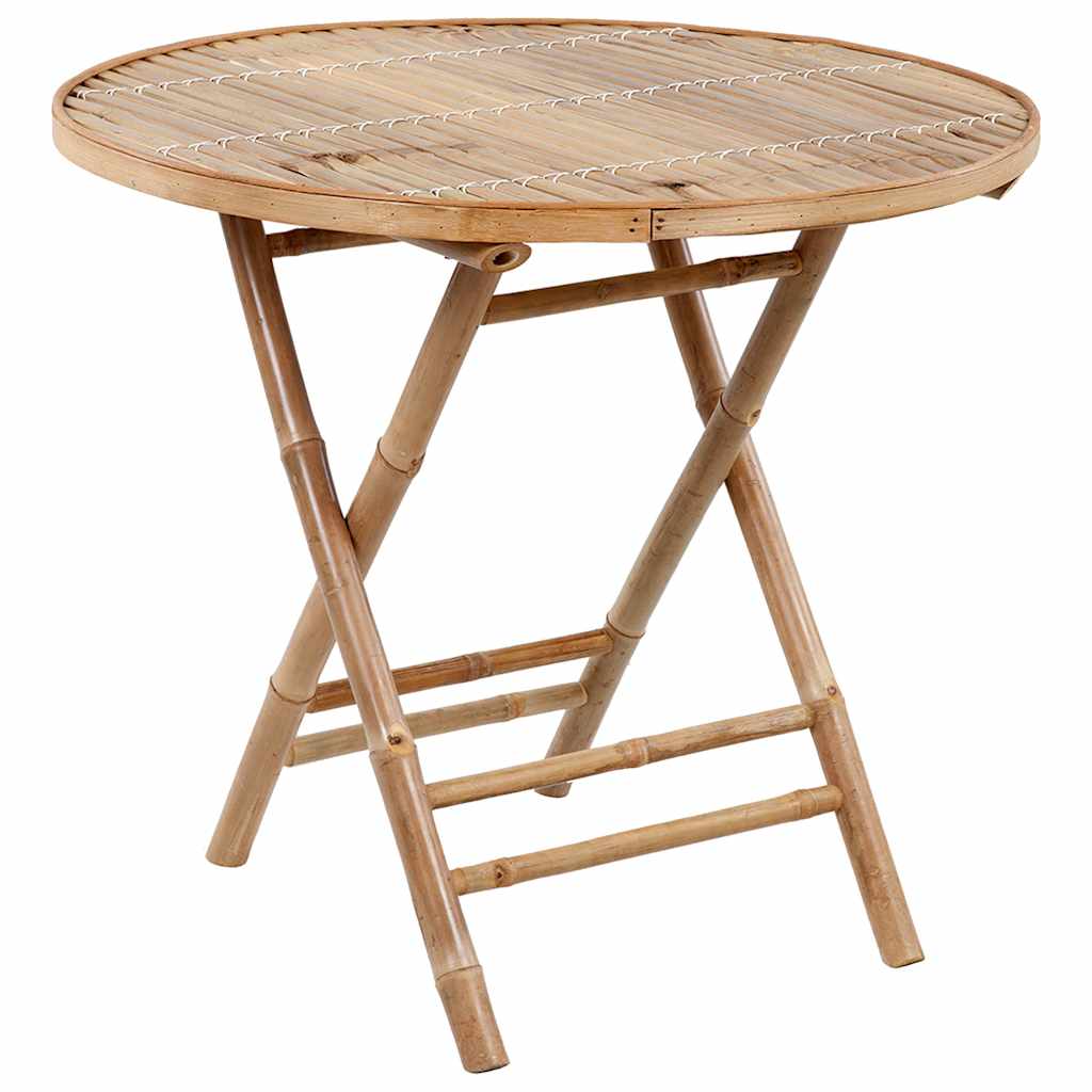 5 Piece Folding Patio Dining Set with Cushions Bamboo