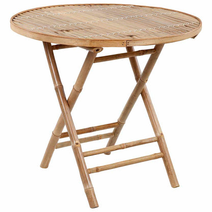5 Piece Folding Patio Dining Set with Cushions Bamboo