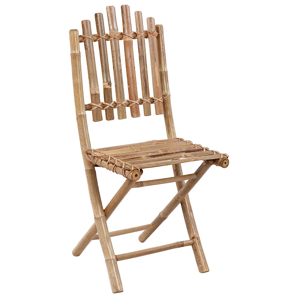 5 Piece Folding Patio Dining Set with Cushions Bamboo