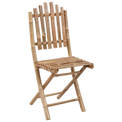5 Piece Folding Patio Dining Set with Cushions Bamboo