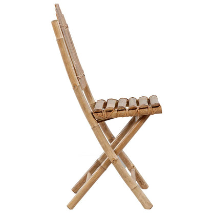 5 Piece Folding Patio Dining Set with Cushions Bamboo