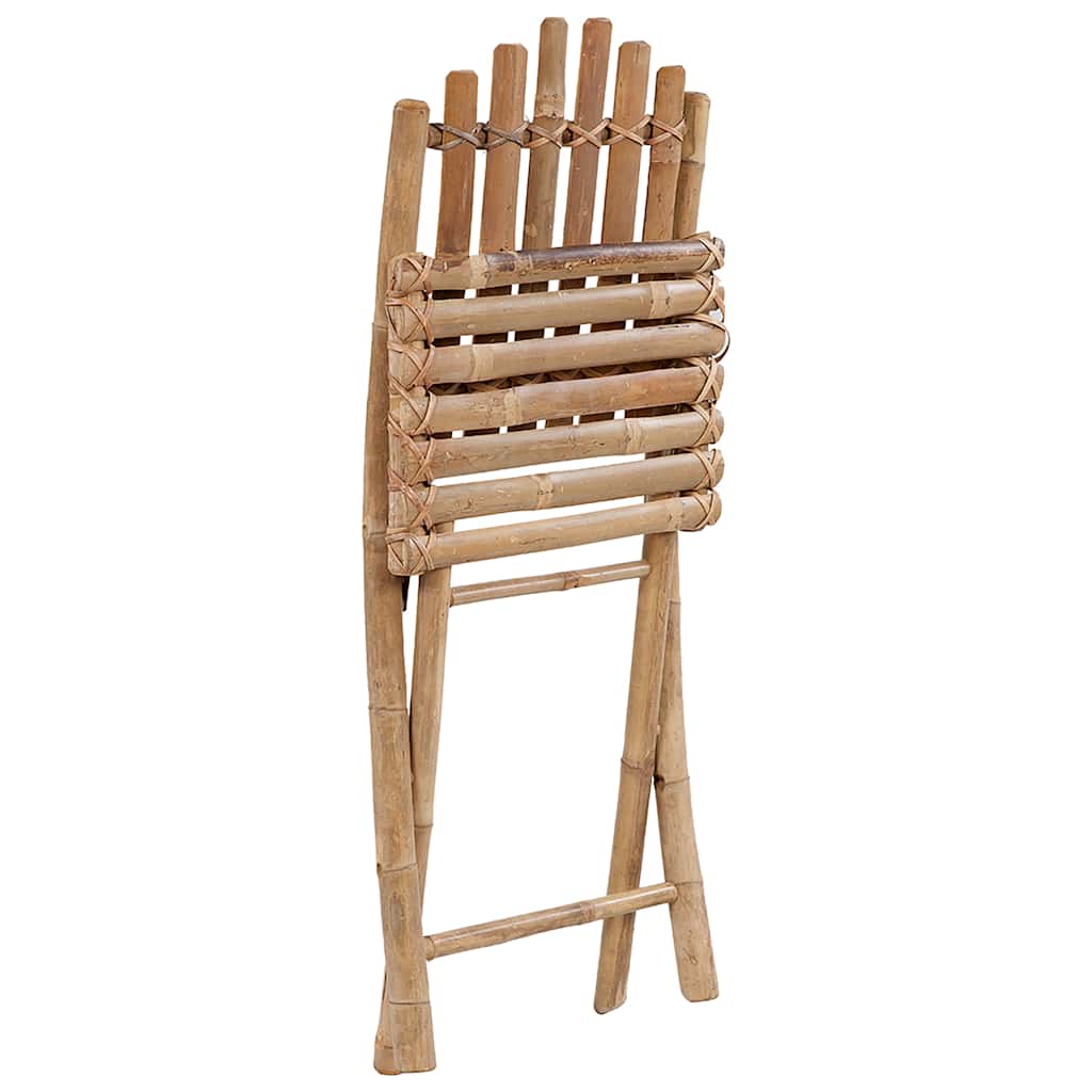 Folding Patio Chairs 2 pcs with Cushions Bamboo