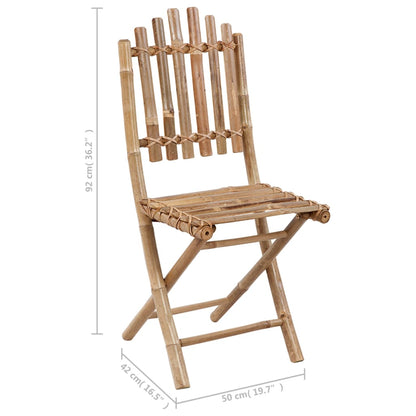 Folding Patio Chairs 2 pcs with Cushions Bamboo
