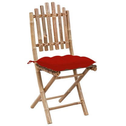 Folding Patio Chairs 2 pcs with Cushions Bamboo