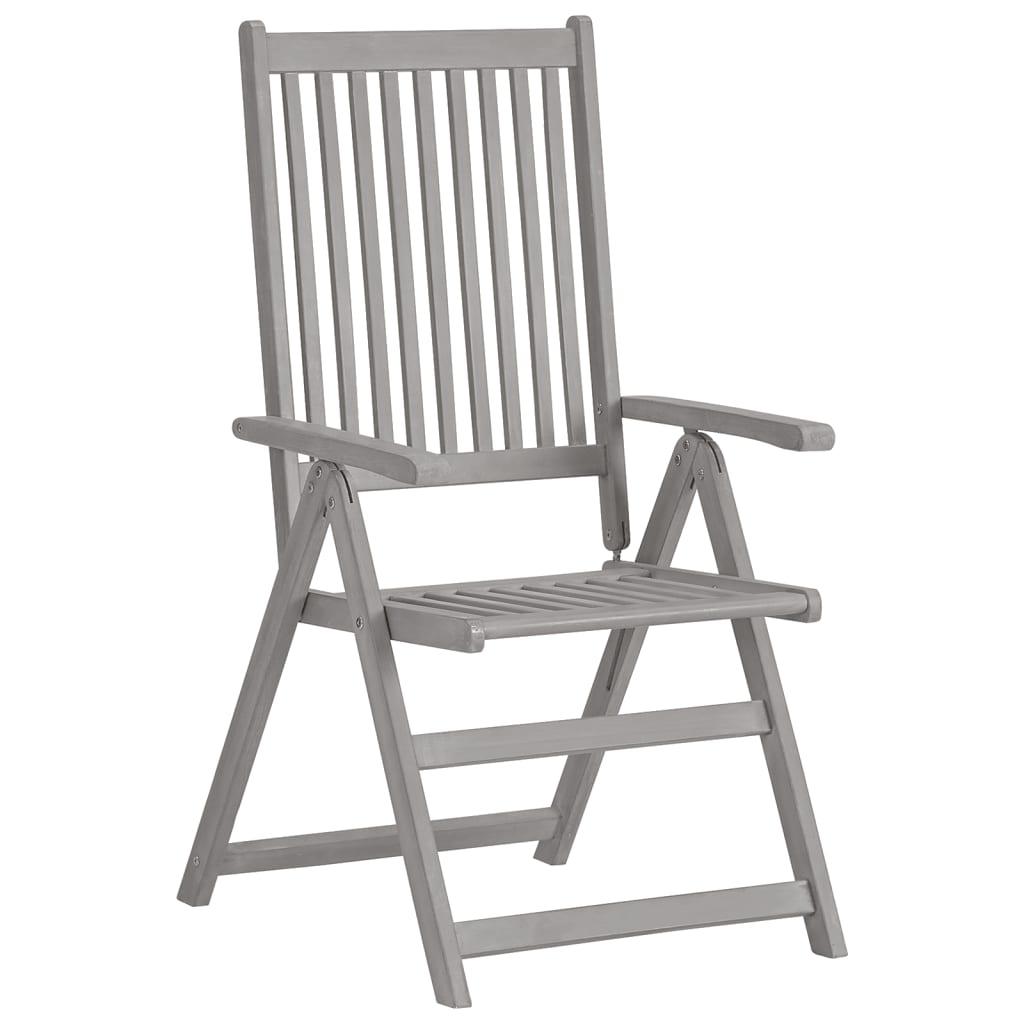 Patio Reclining Chairs 3 pcs with Cushions Solid Acacia Wood