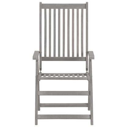 Patio Reclining Chairs 3 pcs with Cushions Solid Acacia Wood