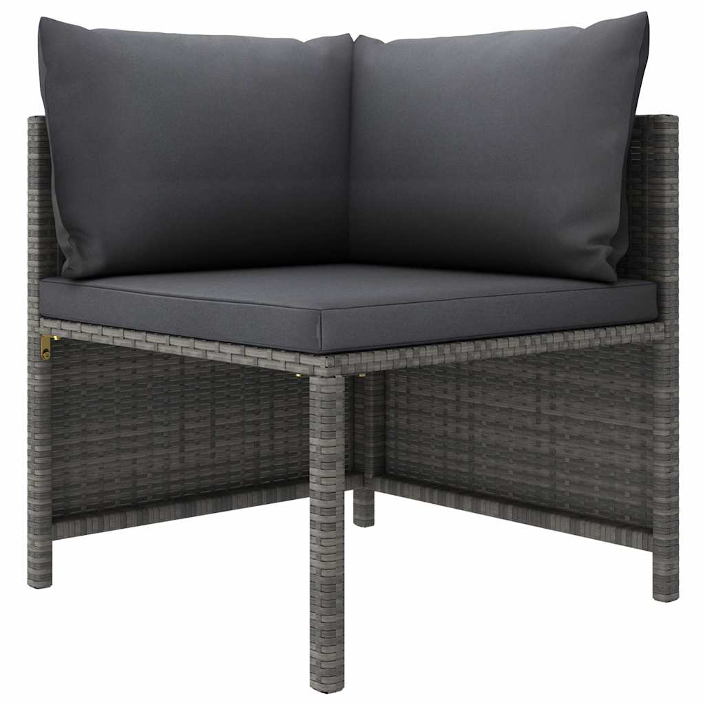 6 Piece Patio Lounge Set with Cushions Poly Rattan Gray