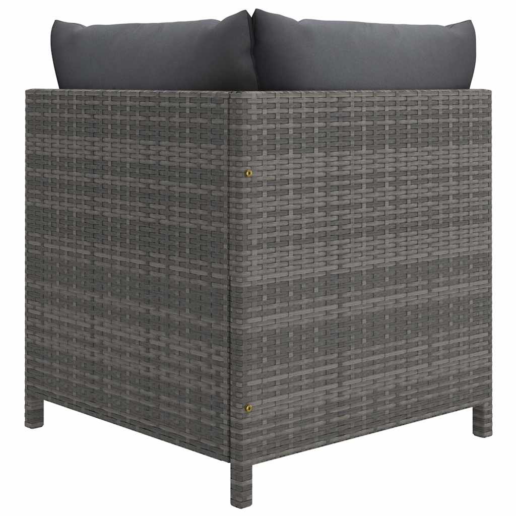 6 Piece Patio Lounge Set with Cushions Poly Rattan Gray
