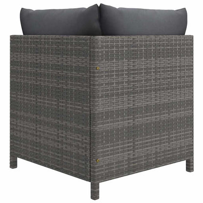 6 Piece Patio Lounge Set with Cushions Poly Rattan Gray