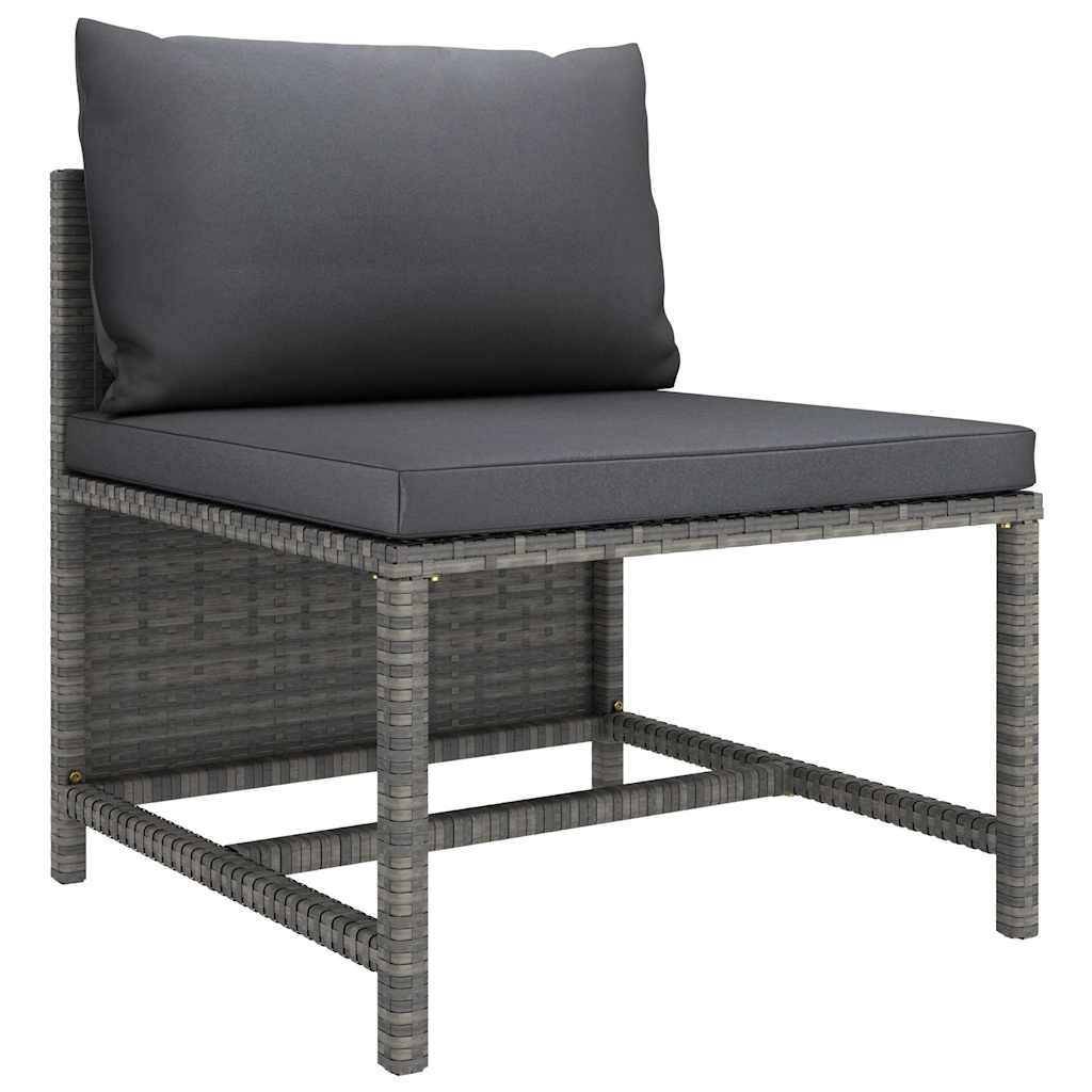 6 Piece Patio Lounge Set with Cushions Poly Rattan Gray