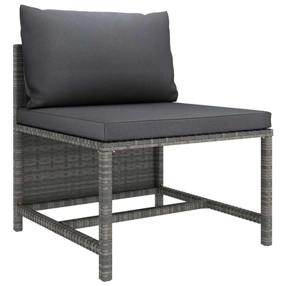 6 Piece Patio Lounge Set with Cushions Poly Rattan Gray