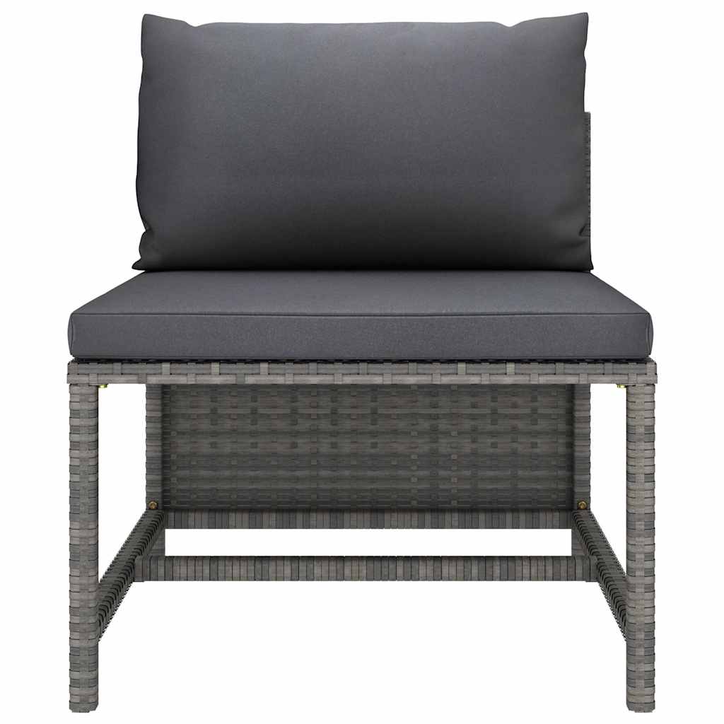 6 Piece Patio Lounge Set with Cushions Poly Rattan Gray