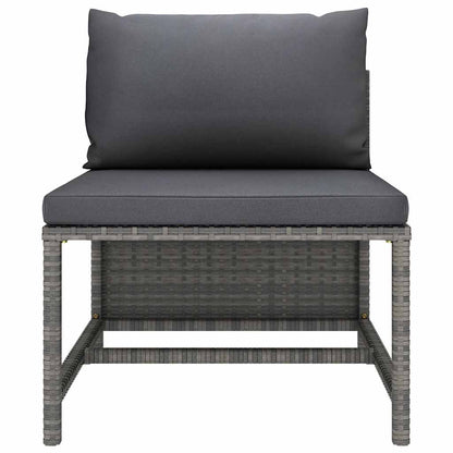 6 Piece Patio Lounge Set with Cushions Poly Rattan Gray