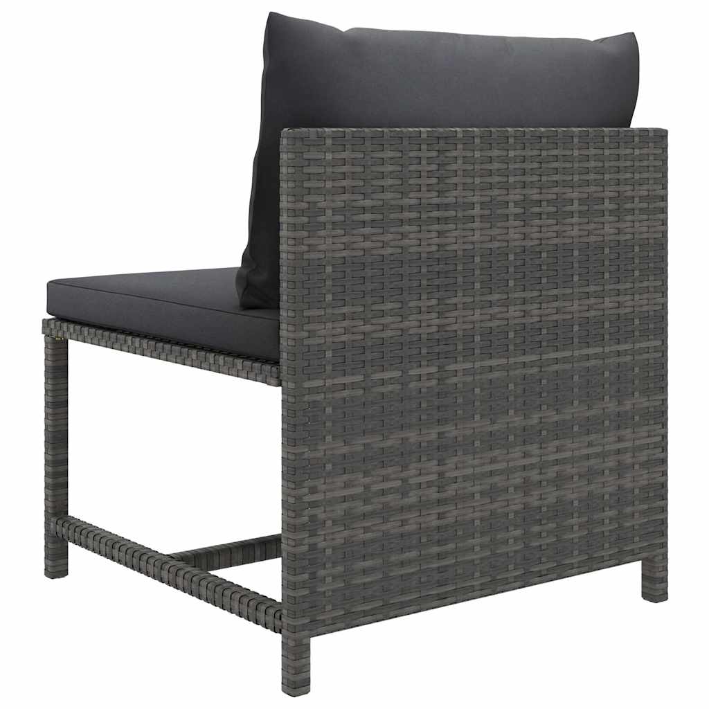 6 Piece Patio Lounge Set with Cushions Poly Rattan Gray