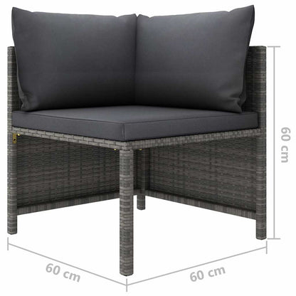 6 Piece Patio Lounge Set with Cushions Poly Rattan Gray