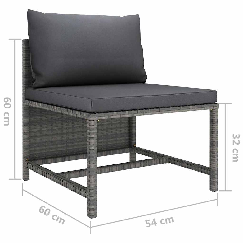 6 Piece Patio Lounge Set with Cushions Poly Rattan Gray