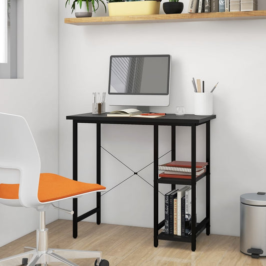 Computer Desk | Black | MDF and powder-coated metal | Compact |  Durable