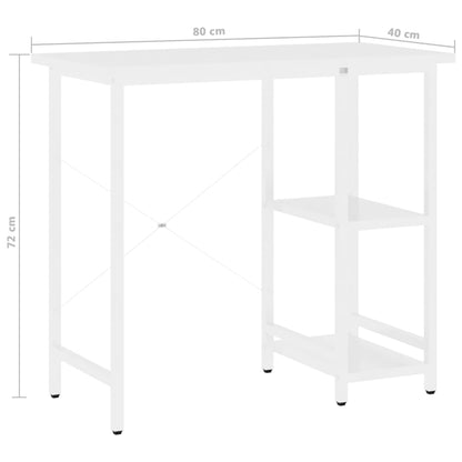 Computer Desk White 80x40x72 cm MDF and Metal