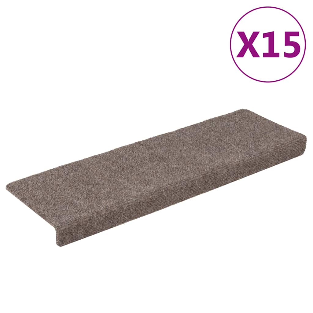 Stair Mats Self-adhesive 15 pcs 65x21x4 cm Beige Rectangular Edge