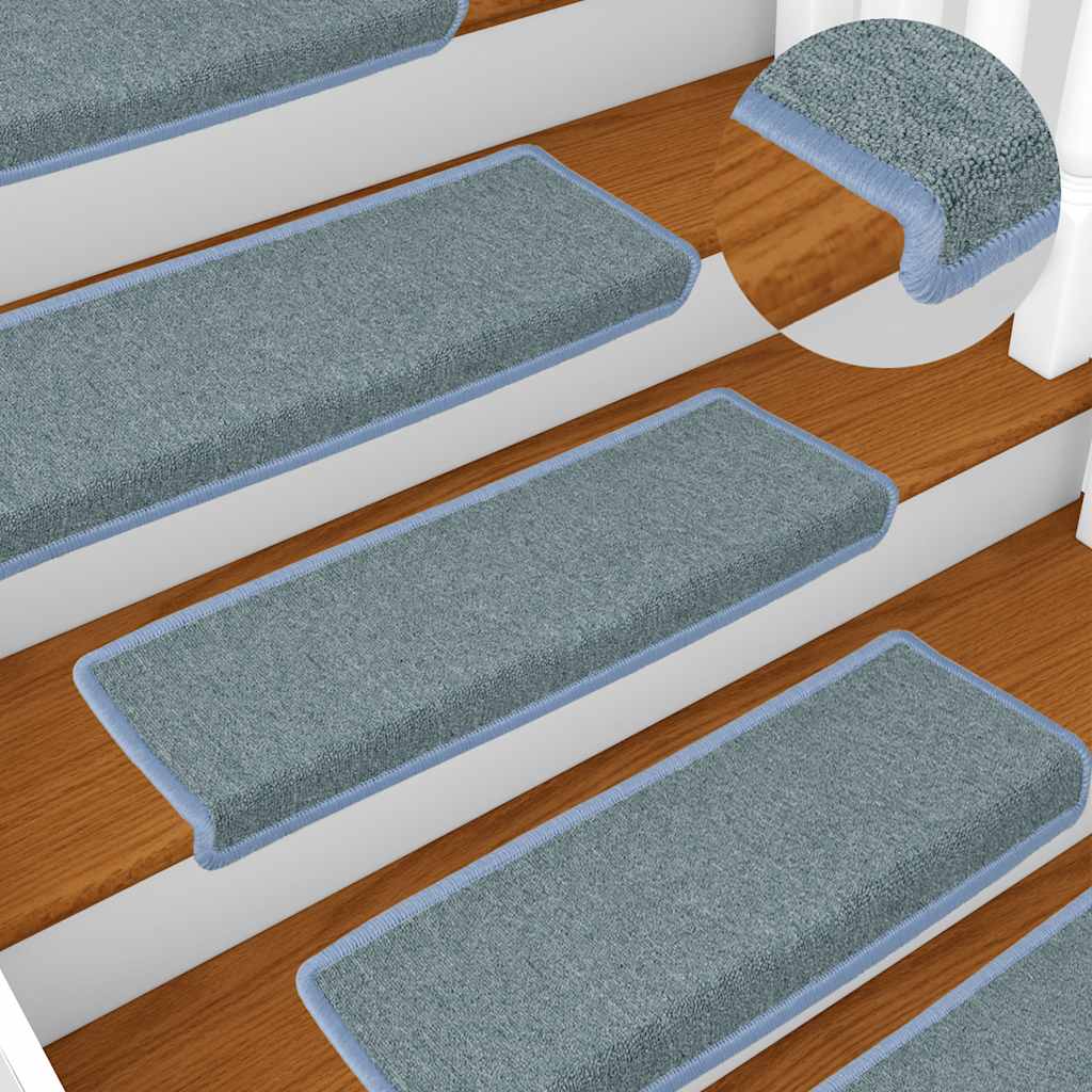 Stair Mats 15 pcs 65x21x4 cm Sea Blue Rectangular Edge