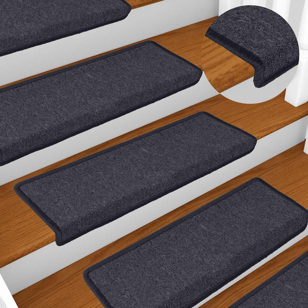 Stair Mats 15 pcs 65x21x4 cm Dark Grey and Blue Rectangular Edge