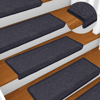 Stair Mats 15 pcs 65x21x4 cm Dark Grey and Blue Rectangular Edge