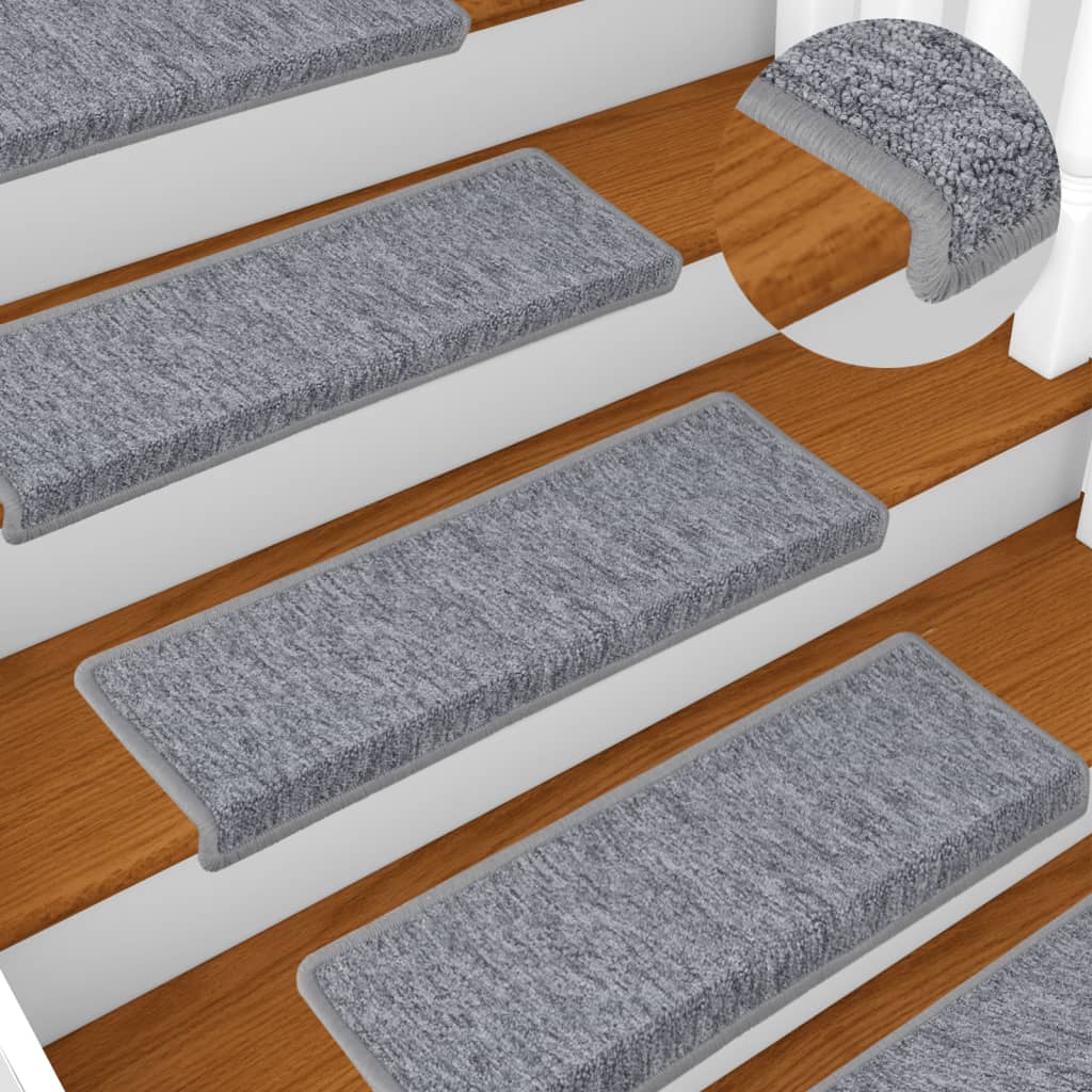 Stair Mats 15 pcs 65x21x4 cm Light Grey Rectangular Edge
