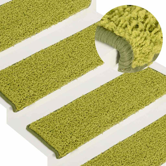 Stair Tread | Set of 15 | Green | 100% Polypropylene | 65 x 21 cm