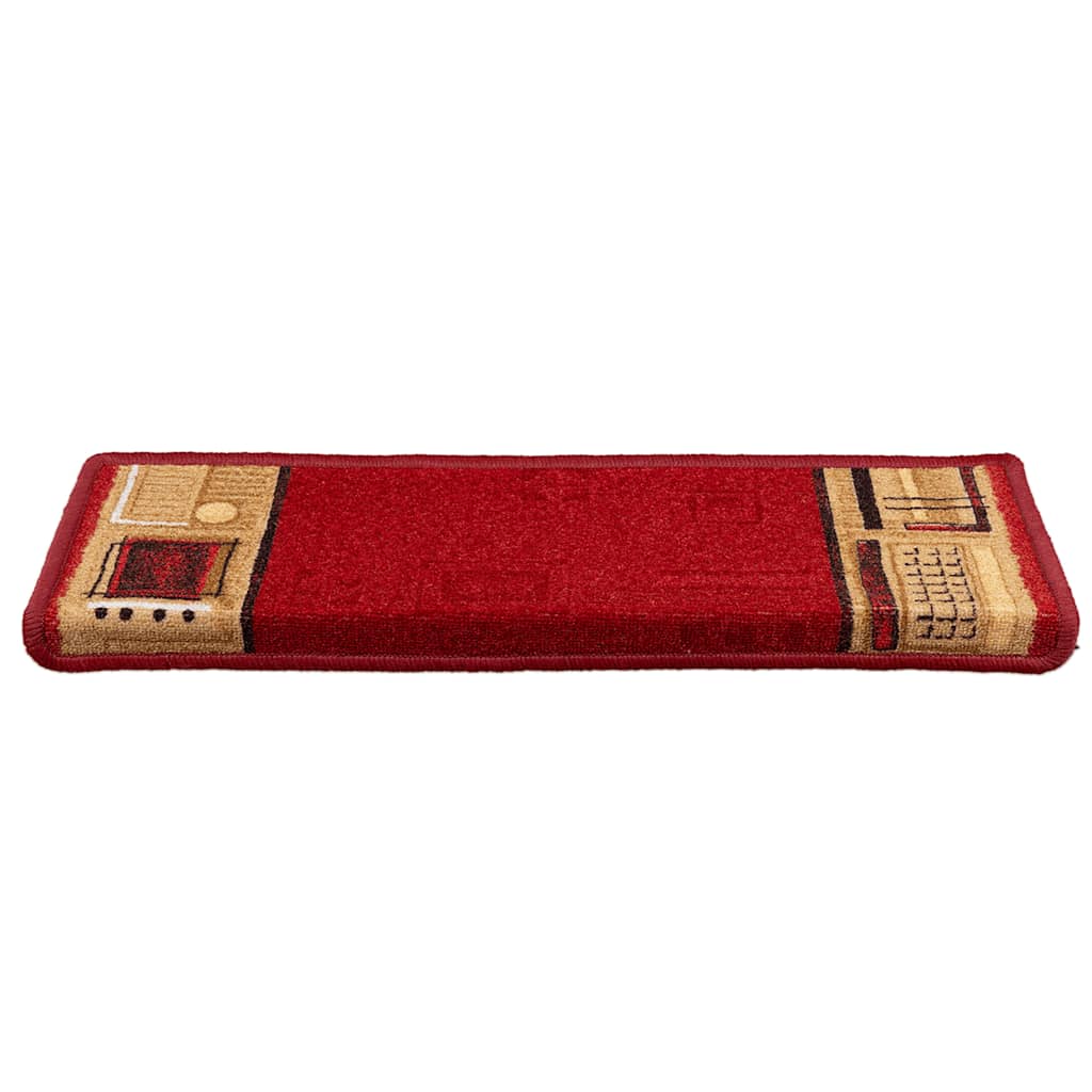 Stair Mats Self-adhesive 15 pcs 65x21x4 cm Red