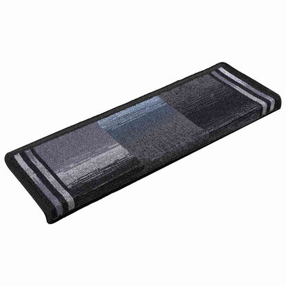 Stair Mats Self-adhesive 15 pcs 65x21x4 cm Black and Grey