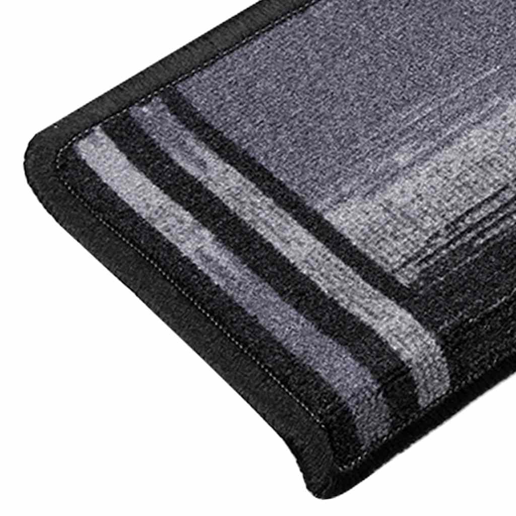 Stair Mats Self-adhesive 15 pcs 65x21x4 cm Black and Grey