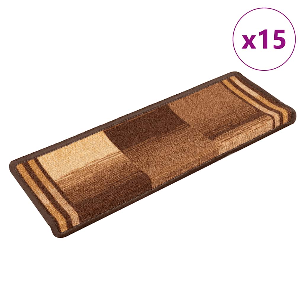 Stair Mats Self-adhesive 15 pcs 65x21x4 cm Brown