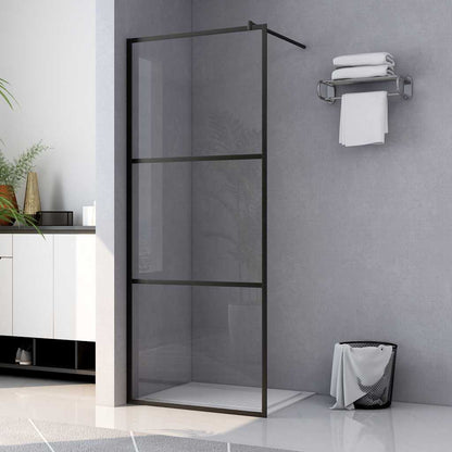 Walk-in Shower Wall with Clear ESG Glass Black 115x195 cm