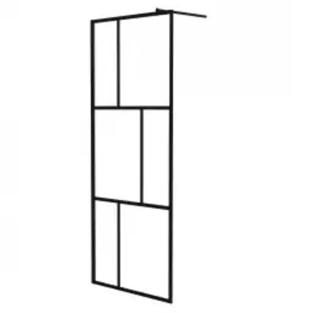 Walk-in Shower Wall with Tempered Glass Black 80x195 cm