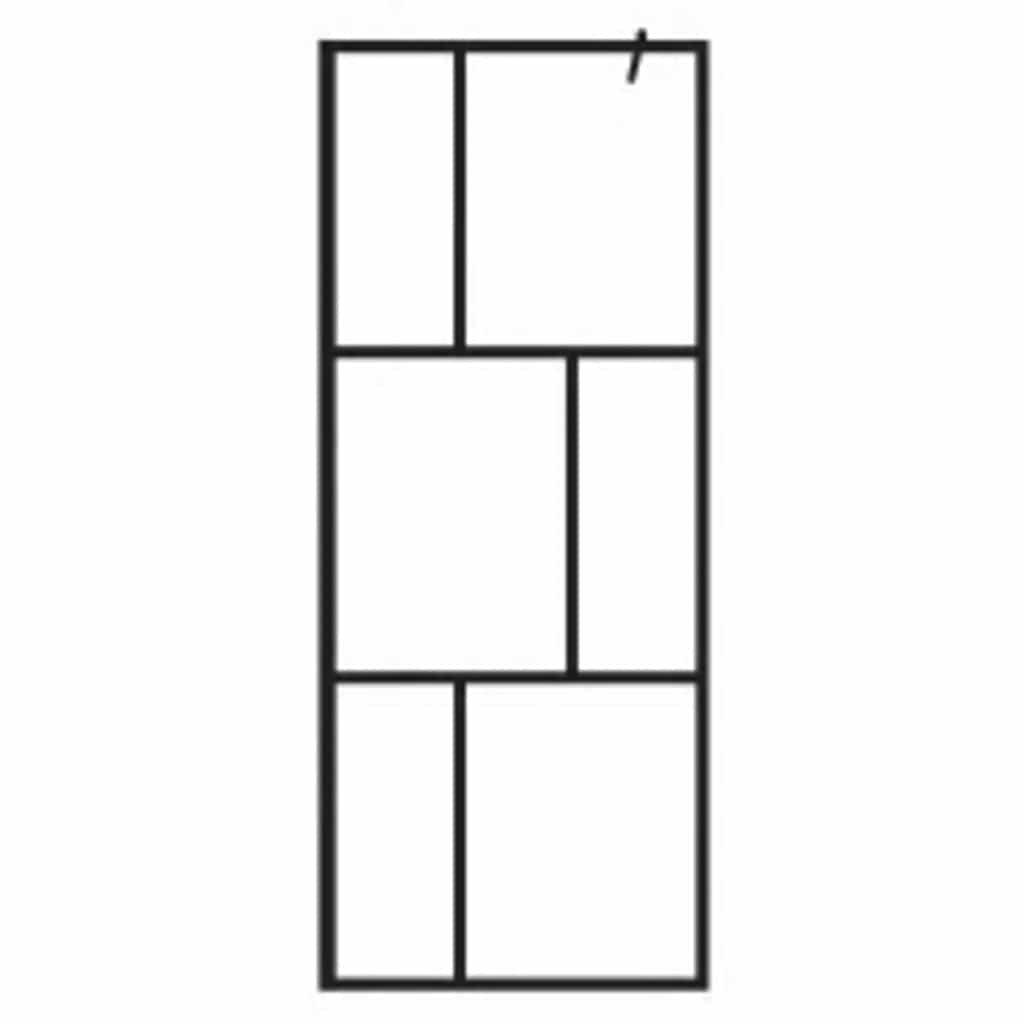 Walk-in Shower Wall with Tempered Glass Black 80x195 cm