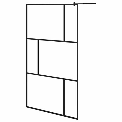 Walk-in Shower Wall with Tempered Glass Black 115x195 cm